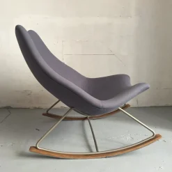 F595 Schaukelstuhl aus Blauem Stoff & Stahl von Geoffrey Harcourt für Artifort, 1960er