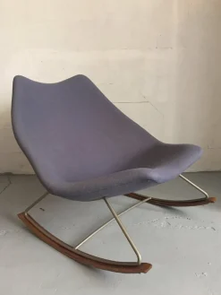 F595 Schaukelstuhl aus Blauem Stoff & Stahl von Geoffrey Harcourt für Artifort, 1960er