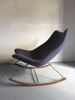 F595 Schaukelstuhl aus Blauem Stoff & Stahl von Geoffrey Harcourt für Artifort, 1960er