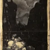 Gabriele Galantara, Nachtwald, Frühes 20. Jh., Tinte auf Papier