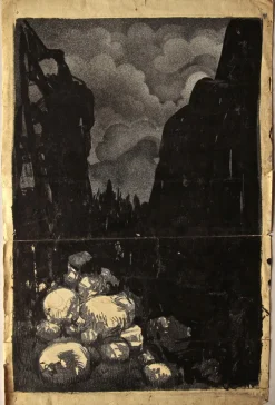 Gabriele Galantara, Nachtwald, Frühes 20. Jh., Tinte auf Papier