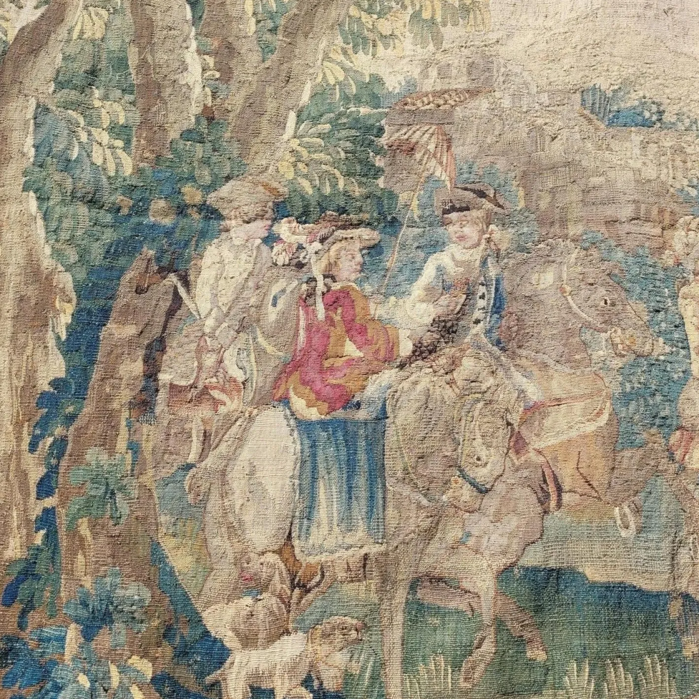 Galant Procession Wollteppich, 18. Jh