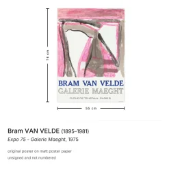 Galerie Maeght Poster von Bram Van Velde, 1975