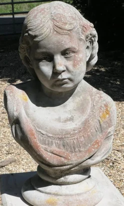 Gartenstatue mit Kopf- und Schulterbüste eines jungen Mädchens, 1950