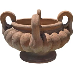 Gelappter italienischer Krater aus Terrakotta mit Griffen, 1950
