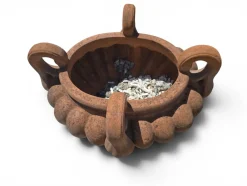 Gelappter italienischer Krater aus Terrakotta mit Griffen, 1950