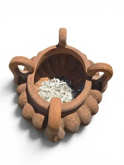Gelappter italienischer Krater aus Terrakotta mit Griffen, 1950