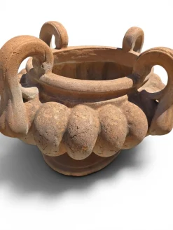 Gelappter italienischer Krater aus Terrakotta mit Griffen, 1950