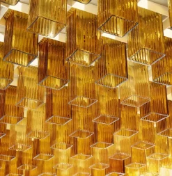 Gelbe Deckenlampe von Barovier, 1965