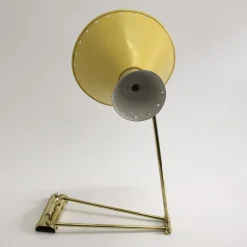 Gelbe Diabolo Wandlampe mit Gelenk von Rene Mathieu für Lunel, 1950er