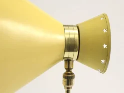 Gelbe Diabolo Wandlampe mit Gelenk von Rene Mathieu für Lunel, 1950er
