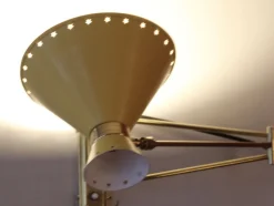 Gelbe Diabolo Wandlampe mit Gelenk von Rene Mathieu für Lunel, 1950er