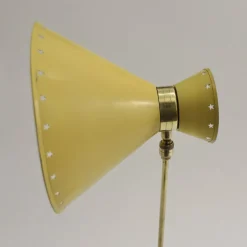 Gelbe Diabolo Wandlampe mit Gelenk von Rene Mathieu für Lunel, 1950er