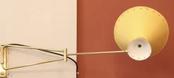 Gelbe Diabolo Wandlampe mit Gelenk von Rene Mathieu für Lunel, 1950er