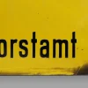 Gelb emailliertes deutsches Vintage Schild, 1900