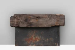 Gelb emailliertes deutsches Vintage Schild, 1900