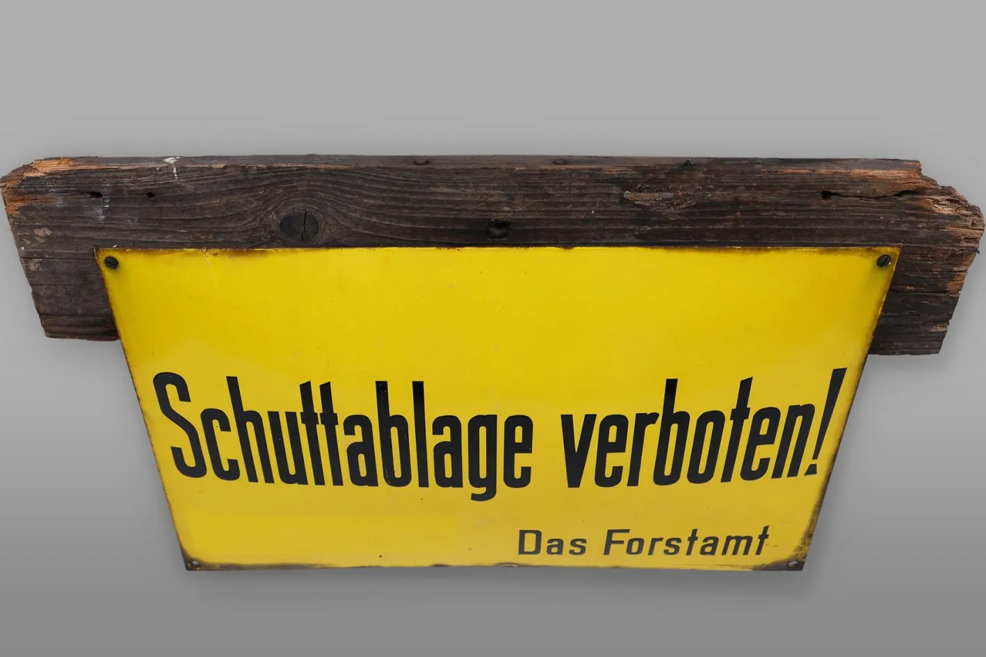 Gelb emailliertes deutsches Vintage Schild, 1900