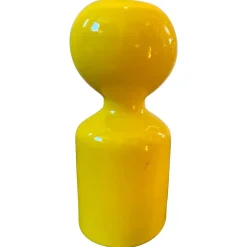 Gelber italienischer Space Age Kerzenhalter aus Vetrochina von Gabbianelli, 1970er