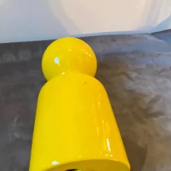 Gelber italienischer Space Age Kerzenhalter aus Vetrochina von Gabbianelli, 1970er