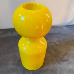 Gelber italienischer Space Age Kerzenhalter aus Vetrochina von Gabbianelli, 1970er