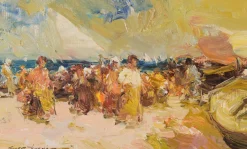 Gemälde der Strandszene von Luis Giner Bueno