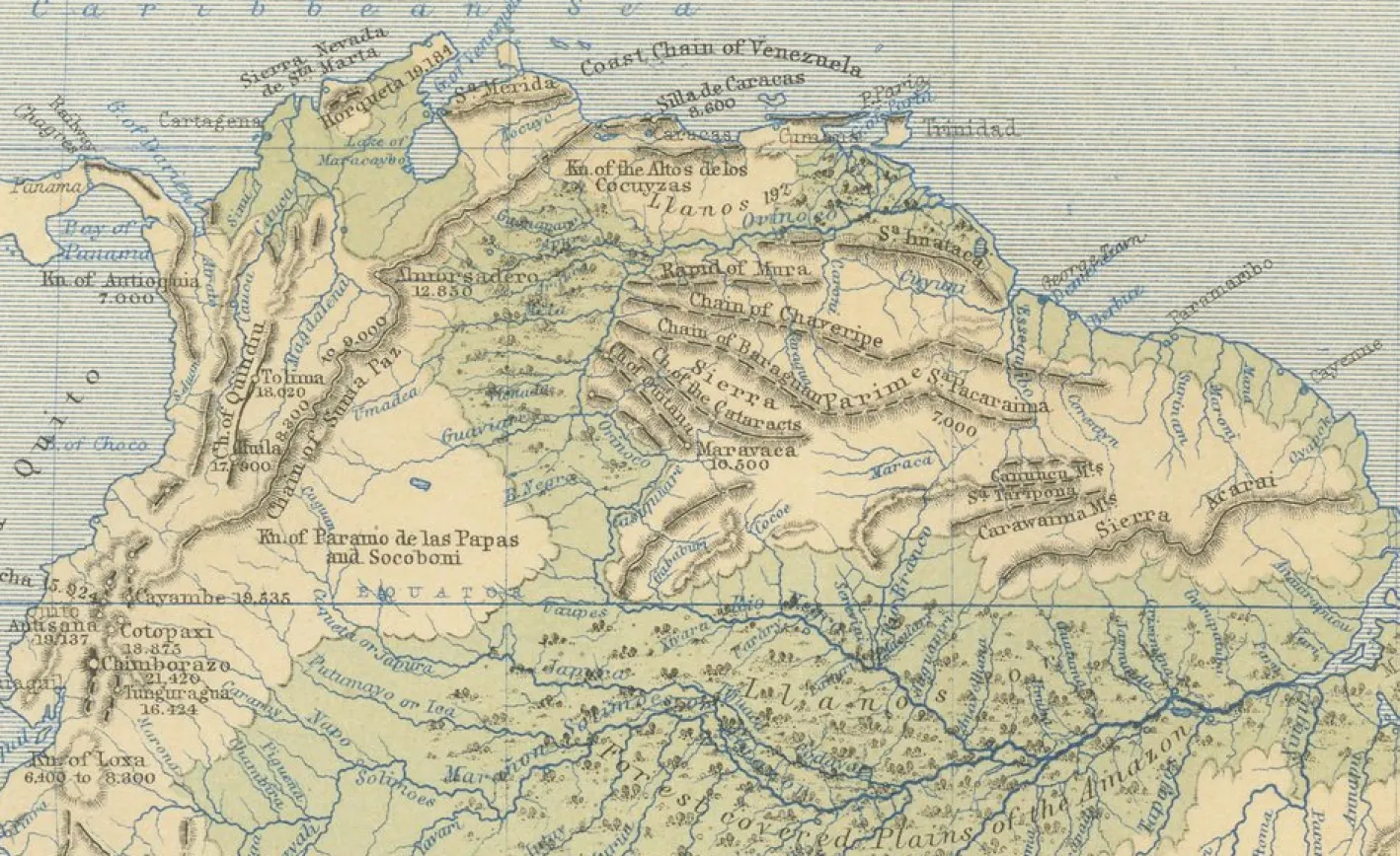 Geologische Karte der südamerikanischen Berge und Täler von AK Johnston, 1852