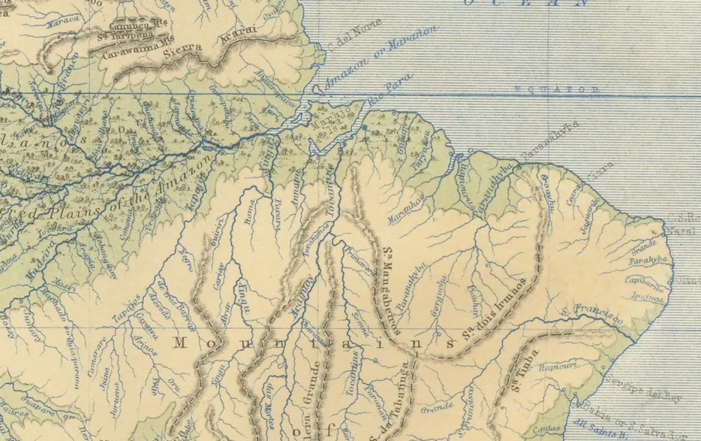 Geologische Karte der südamerikanischen Berge und Täler von AK Johnston, 1852