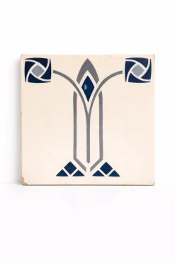 Geometrische Jugendstil Jugendstil Somag Keramikfliesen von Meissen, 1890er, 2er Set