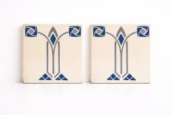 Geometrische Jugendstil Jugendstil Somag Keramikfliesen von Meissen, 1890er, 2er Set