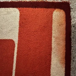 Geometrischer Teppich in Orange, 1970er