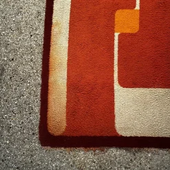 Geometrischer Teppich in Orange, 1970er