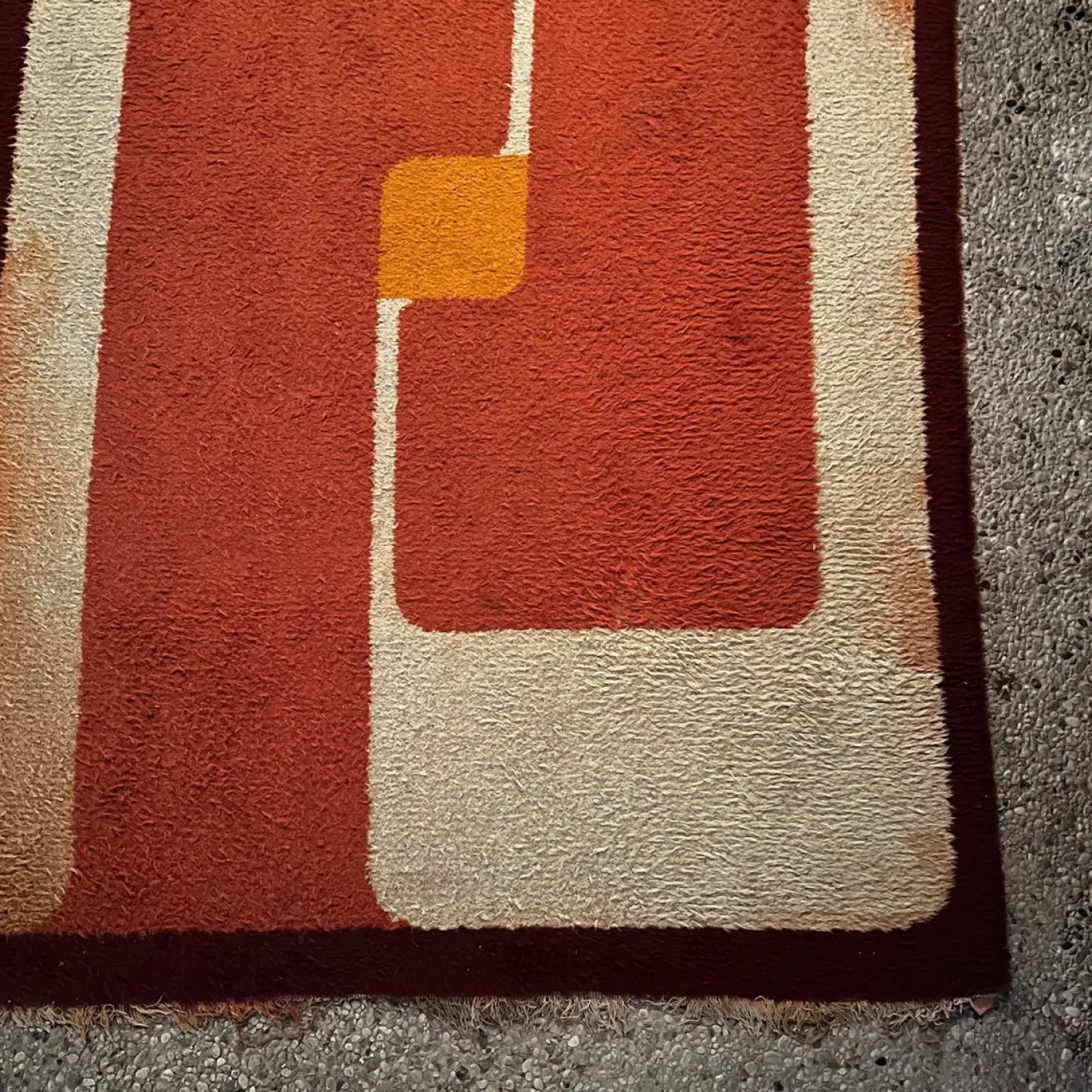 Geometrischer Teppich in Orange, 1970er