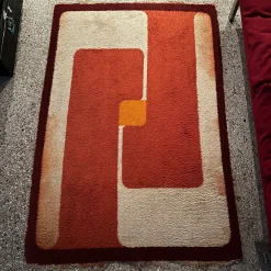 Geometrischer Teppich in Orange, 1970er