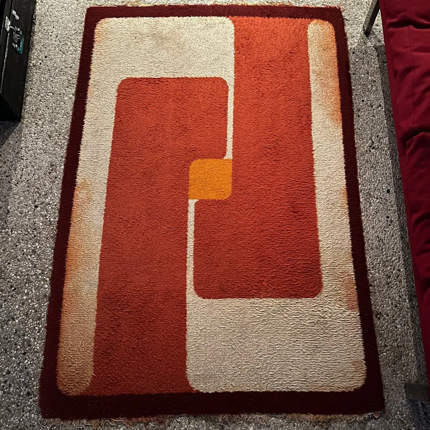 Geometrischer Teppich in Orange, 1970er