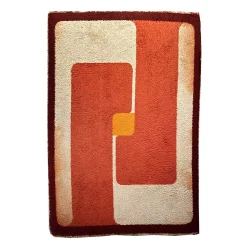 Geometrischer Teppich in Orange, 1970er