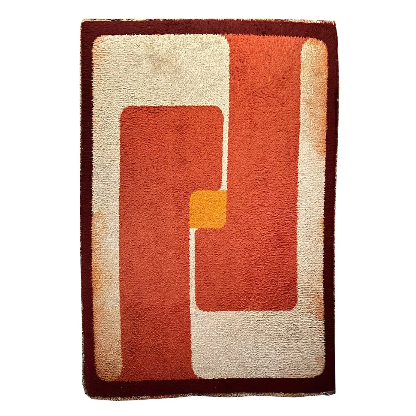 Geometrischer Teppich in Orange, 1970er