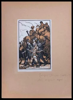 Georges Bruyer, The Migration, Original Holzschnitt, frühes 20. Jh