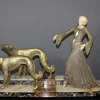 Georges Gori, Frau mit Windhunden, 1925, Faux Chryséléphantine