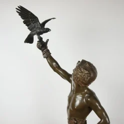 Georges Marie Valentin Bareau, Der Falkner, Ende 1800, Bronze