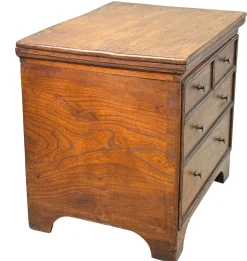 Georgianischer Nachtkästchen Hocker aus Ulmenholz, 18. Jh