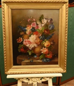 Georgischer Künstler, Stillleben mit Blumen, Ölgemälde, Gerahmt