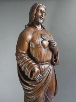 Geschnitzte Jesus Herz Jesu Statue, 1800er, Holz