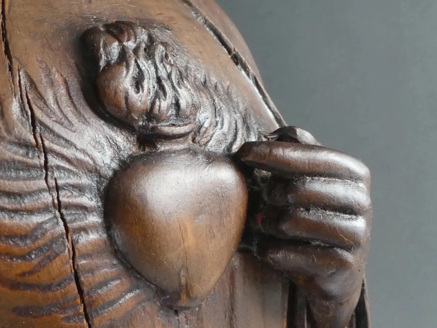 Geschnitzte Jesus Herz Jesu Statue, 1800er, Holz