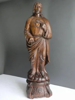 Geschnitzte Jesus Herz Jesu Statue, 1800er, Holz