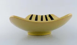 Gestreifte Tropik Schale aus glasierter Keramik von Gabriel Keramik, Schweden, 1950er