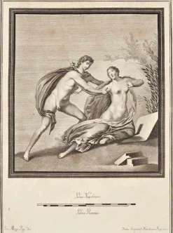 Giovanni Elia Morghen, Antike Römische Fresco Herculaneum, Original Radierung, 18. Jh