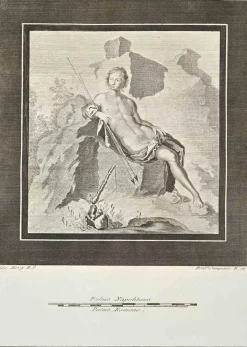 Giovanni Elia Morghen, Antike Römische Fresco Herculaneum, Original Radierung, 18. Jh