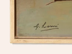Giovanni Lomi, Fischerboote, Öl auf Holz, gerahmt