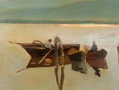 Giovanni Lomi, Fischerboote, Öl auf Holz, gerahmt