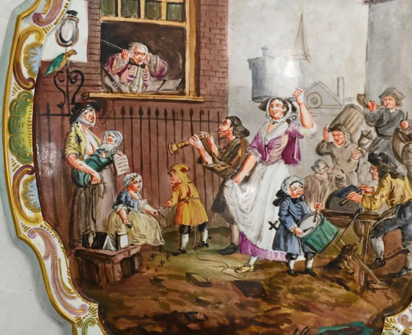 Girandole Bemalte Lille Porzellan Kandelaber Teller, 2 . Set